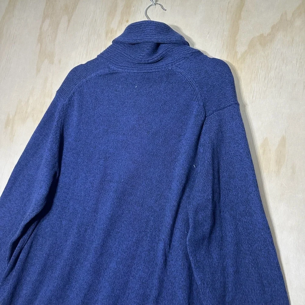 NWT Izod‎ Men’s Knit Shawl Neck Pullover Sweater Size Large Navy Blue Cotton